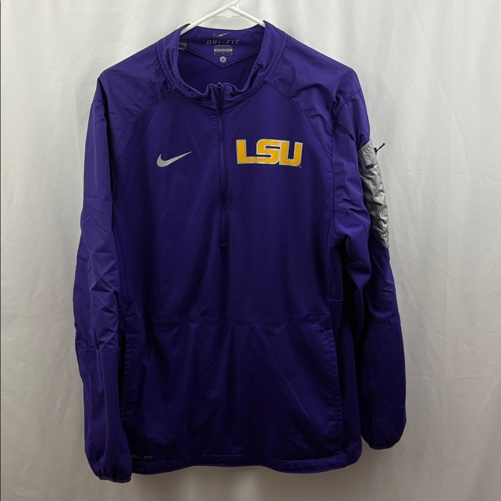 Nike Dri Fit LSU 1/4 Zip Pullover Jacket Windbreaker Sportswear Mens Medium - Picture 2 of 8